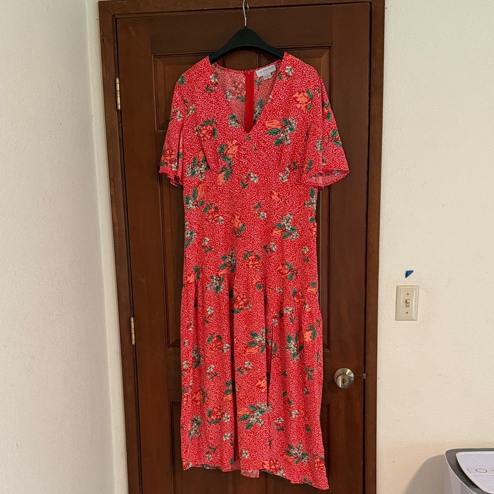Never Fully Dressed Red Floral Midi Dress